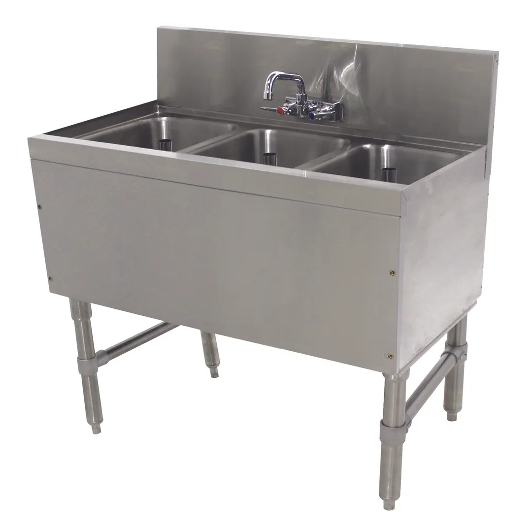 Advance Tabco PRB-19-33C 36" Underbar Sink Units, 3 Compartment without Drainboard