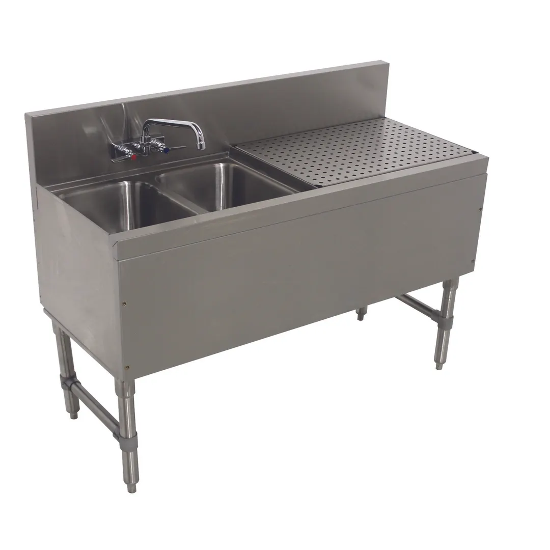 Advance Tabco PRB-19-42L 48" Underbar Sink Units, 2 Compartment with Right Drainboard