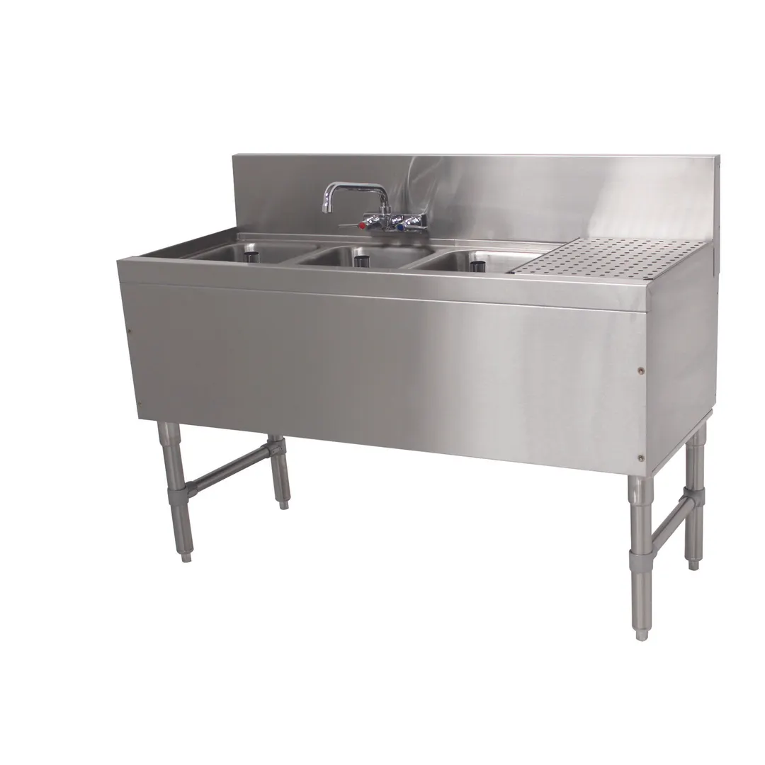  Advance Tabco PRB-19-53L 60" Underbar Sink Units, 3 Compartment with Right Drainboard