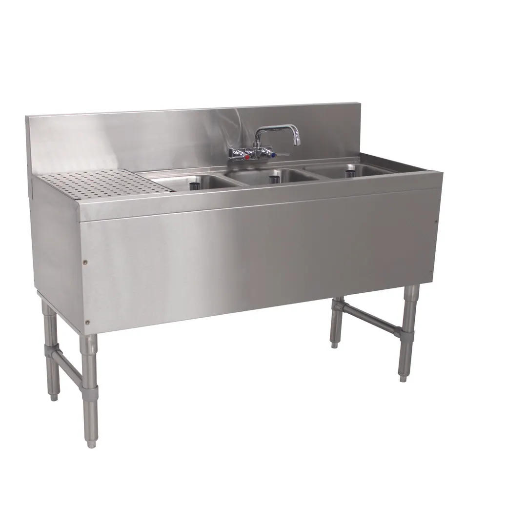 Advance Tabco PRB-19-53R 60" Underbar Sink Units, 3 Compartment with Left Drainboard