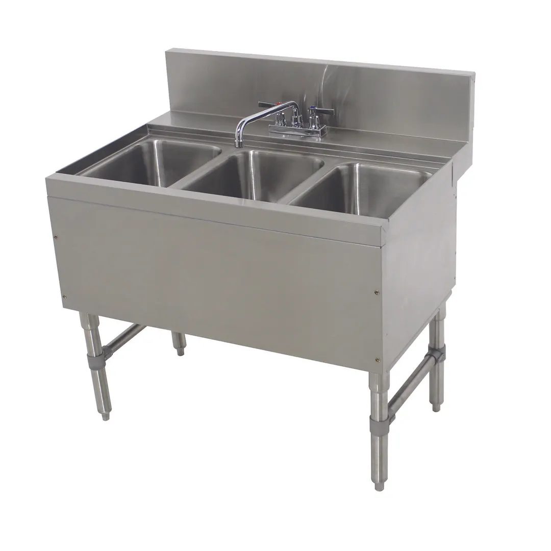Advance Tabco PRB-24-33C 36" Underbar Sink Units, 3 Compartment without Drainboard