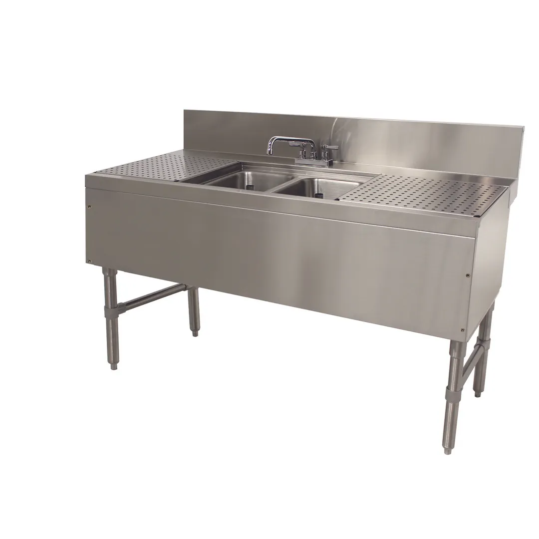 Advance Tabco PRB-24-42C 48" Underbar Sink Units, 2 Compartment with 2 Drainboards