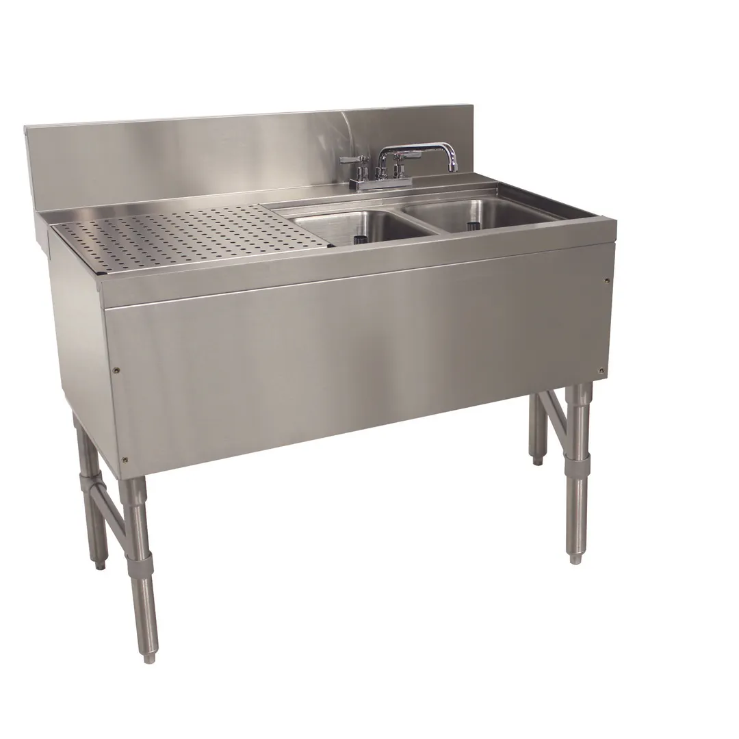 Advance Tabco PRB-24-42R 48" Underbar Sink Units, 2 Compartment with Left Drainboard