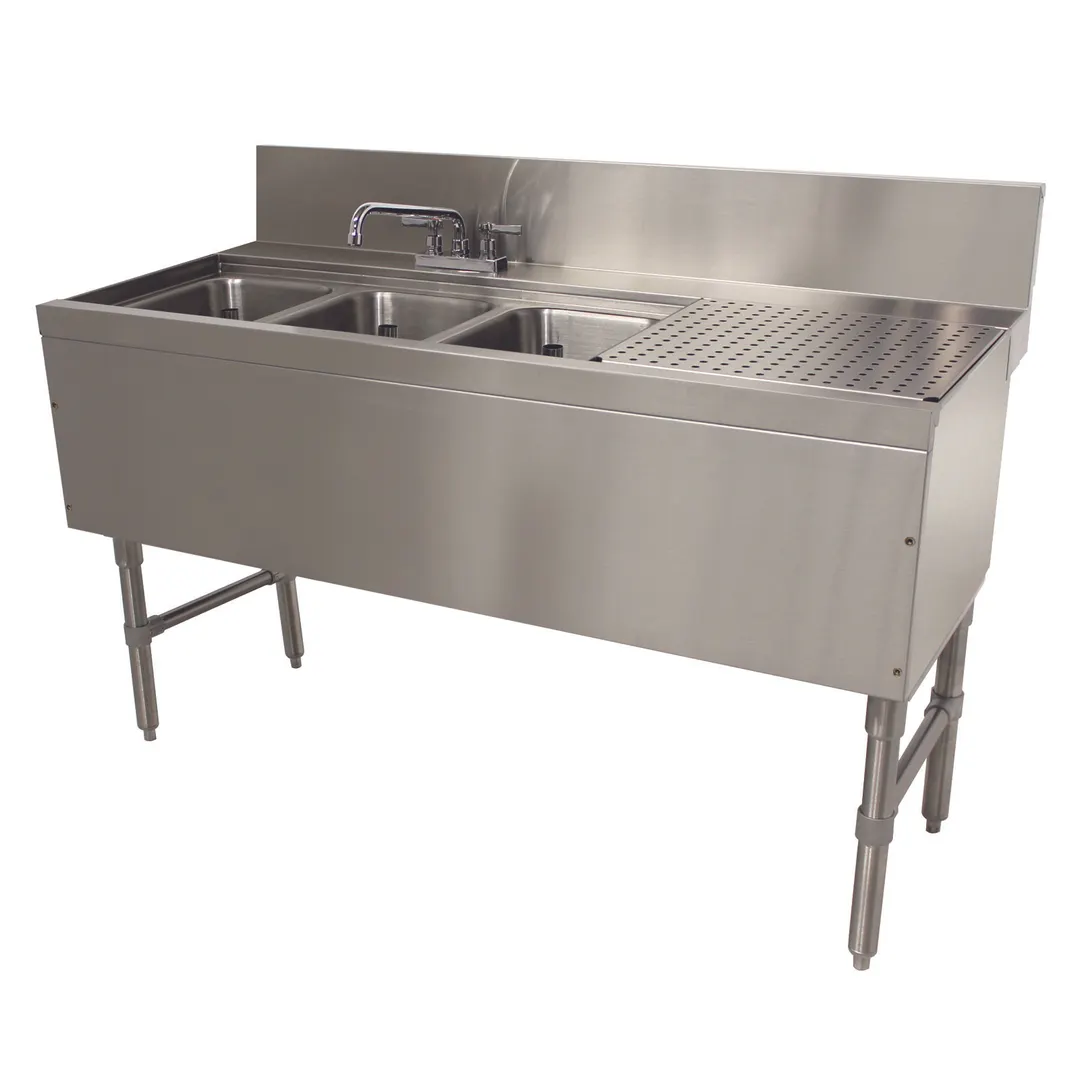 Advance Tabco PRB-24-43L 48" Underbar Sink Units, 3 Compartment with Right Drainboard