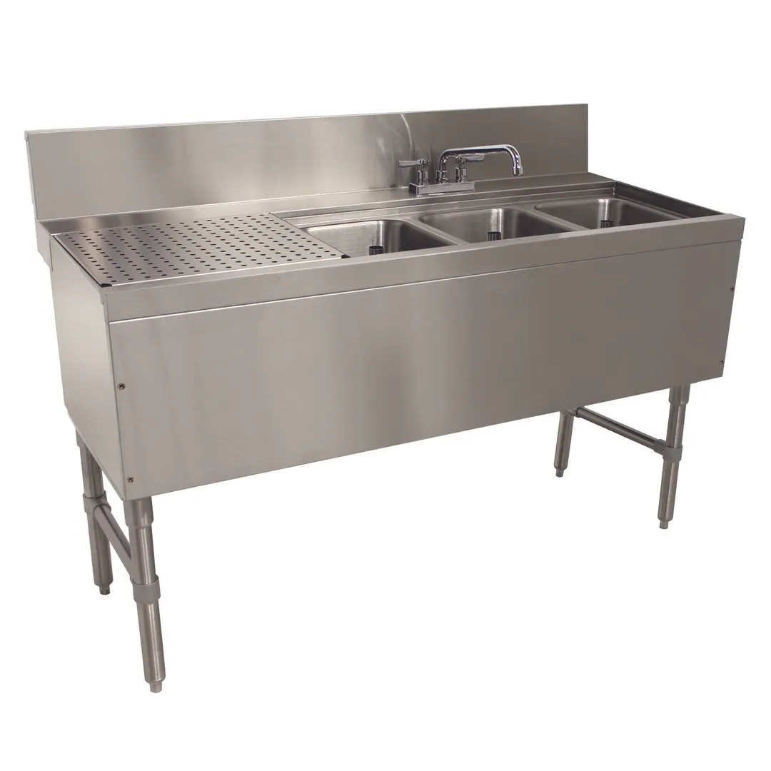 Advance Tabco PRB-24-43R 48" Underbar Sink Units, 3 Compartment with Left Drainboard