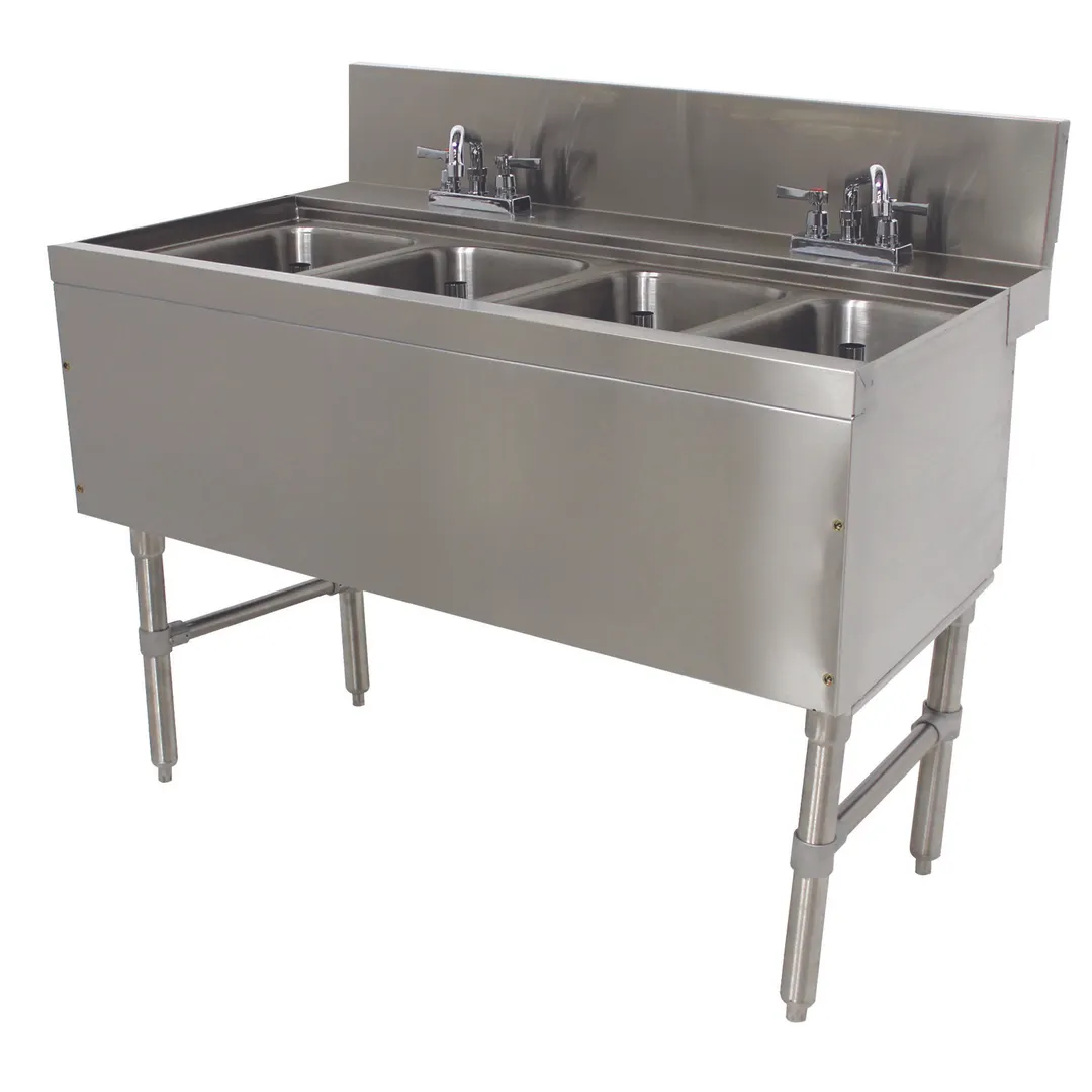 Advance Tabco PRB-24-44C 48" Underbar Sink Units, 4 Compartment without Drainboard