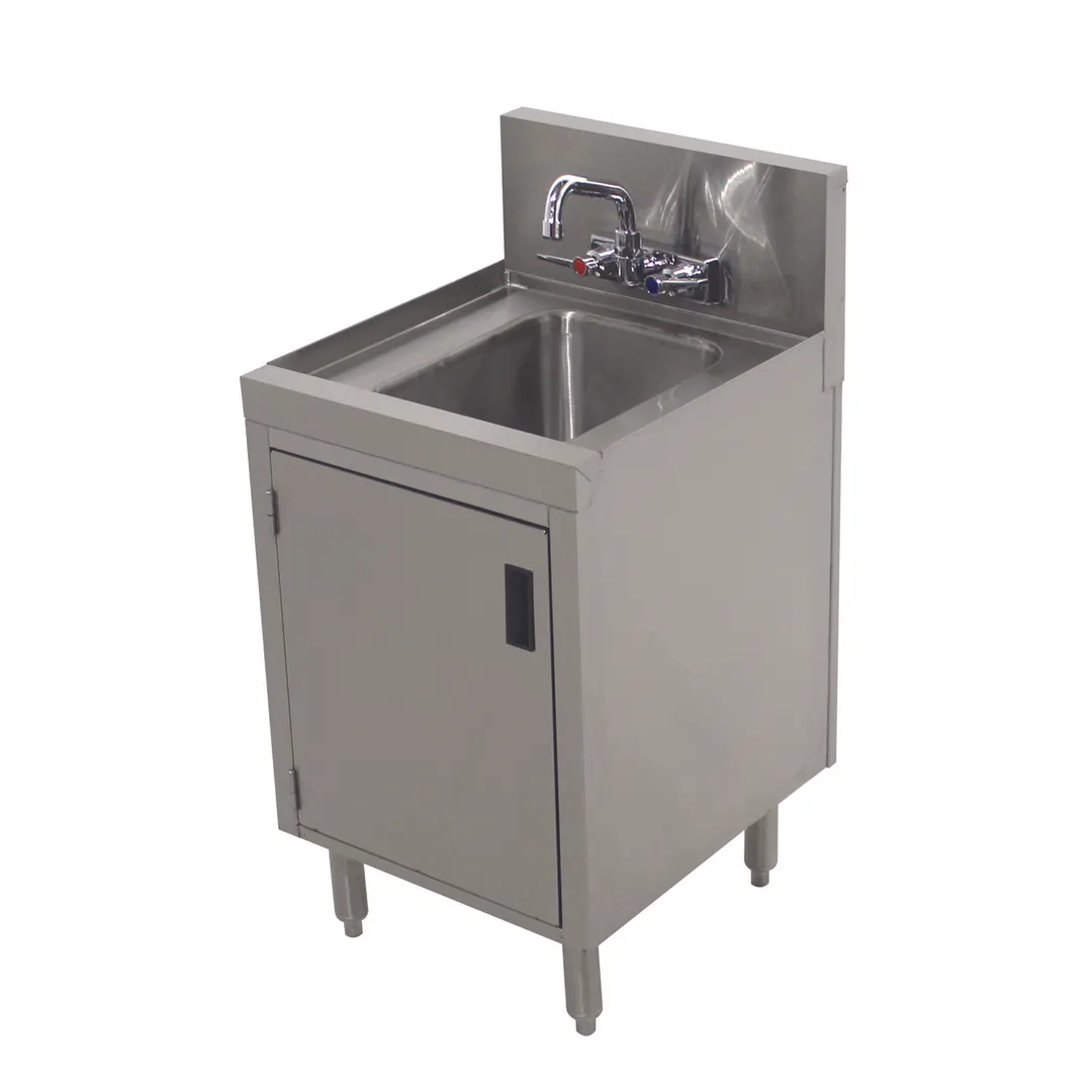 Advance Tabco PRHSC-19-18 18" Free Standing Underbar Hand Sink Unit w/ Cabinet Base & Hinged Door