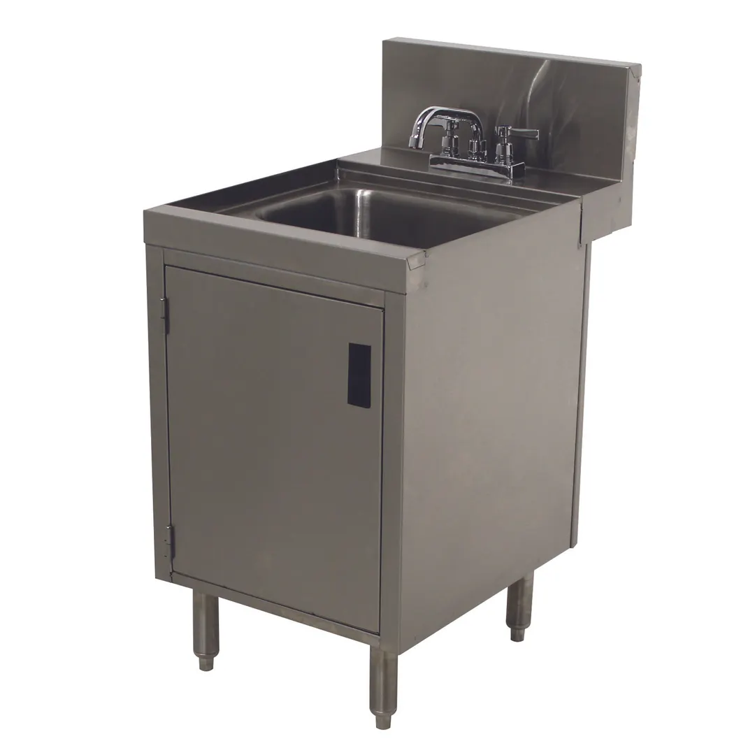 Advance Tabco PRHSC-24-18 18" Free Standing Underbar Hand Sink Unit w/ Cabinet Base & Hinged Door
