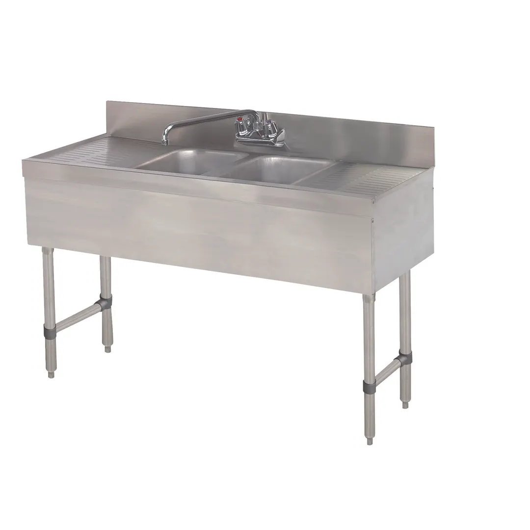 Advance Tabco SLB-42C 48" Underbar Sink Units, 2 Compartment with 2 Drainboards