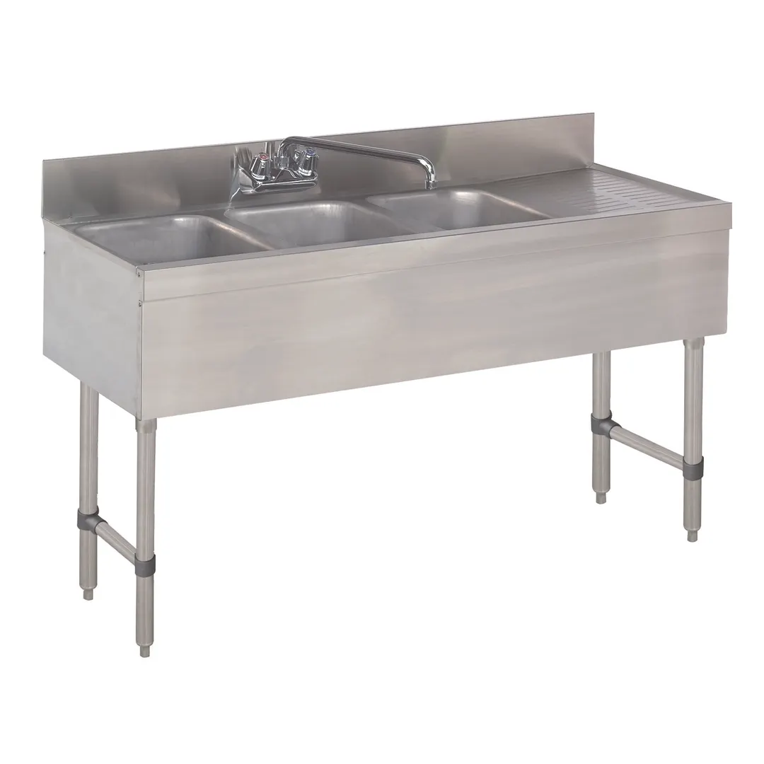 Advance Tabco SLB-43L 48" Underbar Sink Units, 3 Compartment with Right Drainboard