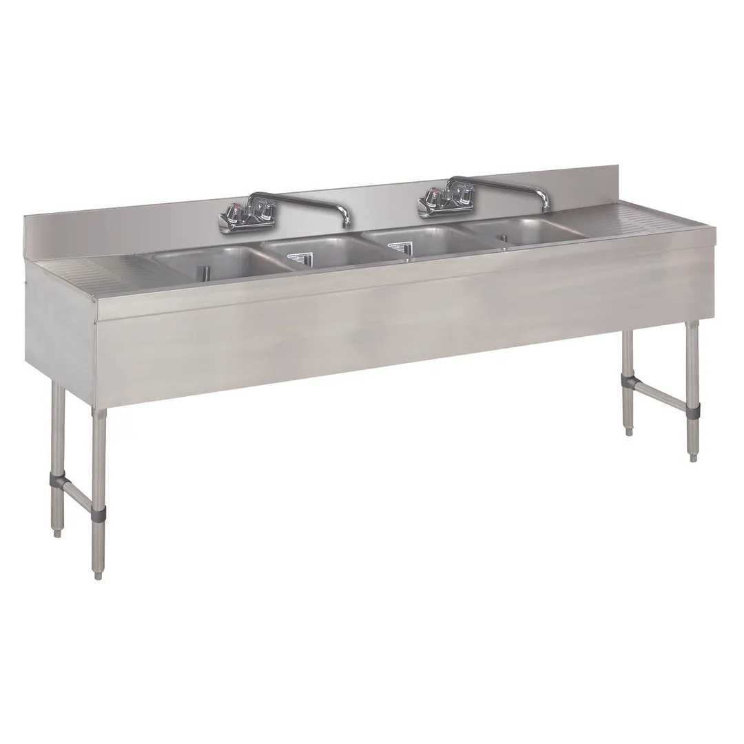 Advance Tabco SLB-84C 96" Underbar Sink Units, 4 Compartment with 2 Drainboards