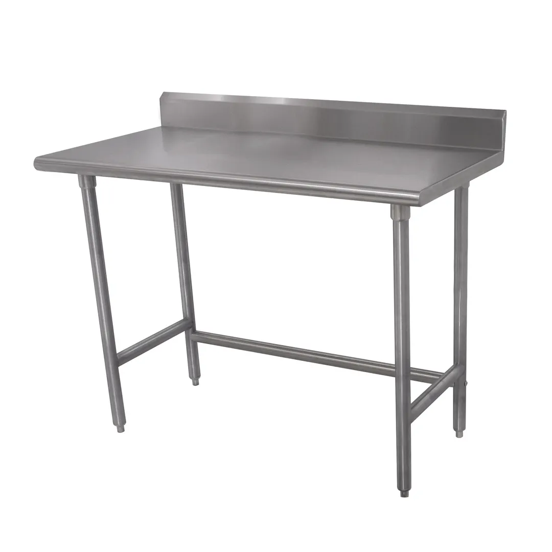 Advance Tabco TKLAG-243-X 36" Open Base Work Table with Side & Rear Crossrails, 5" Backsplash/ Flyer