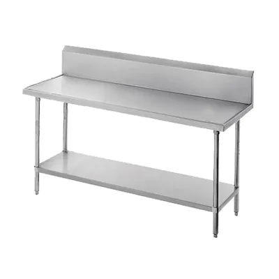 Advance Tabco VKS-364 48" Open Base Work Table with Undershelf, 10" B.splash / 14 Gauge Top