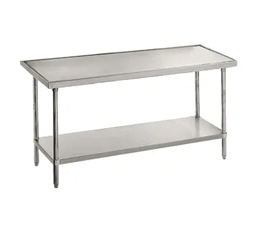 Advance Tabco VLG-240 30" Open Base Work Table with Undershelf, Without Backsplash / 14 Gauge Top