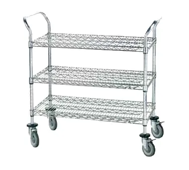 Advance Tabco WUC-2436P Chrome 3 Shelf Wire Utility Cart w/ Poly Casters - 36" x 24"