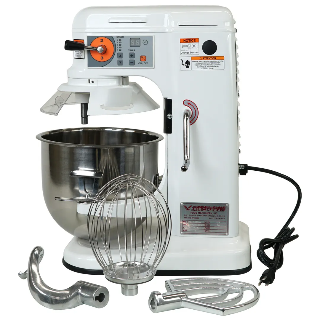 American Eagle AE-10DCA Countertop 10 qt Planetary Mixer with Timer, #12 HUB, 15-Speed, 7/8 hp