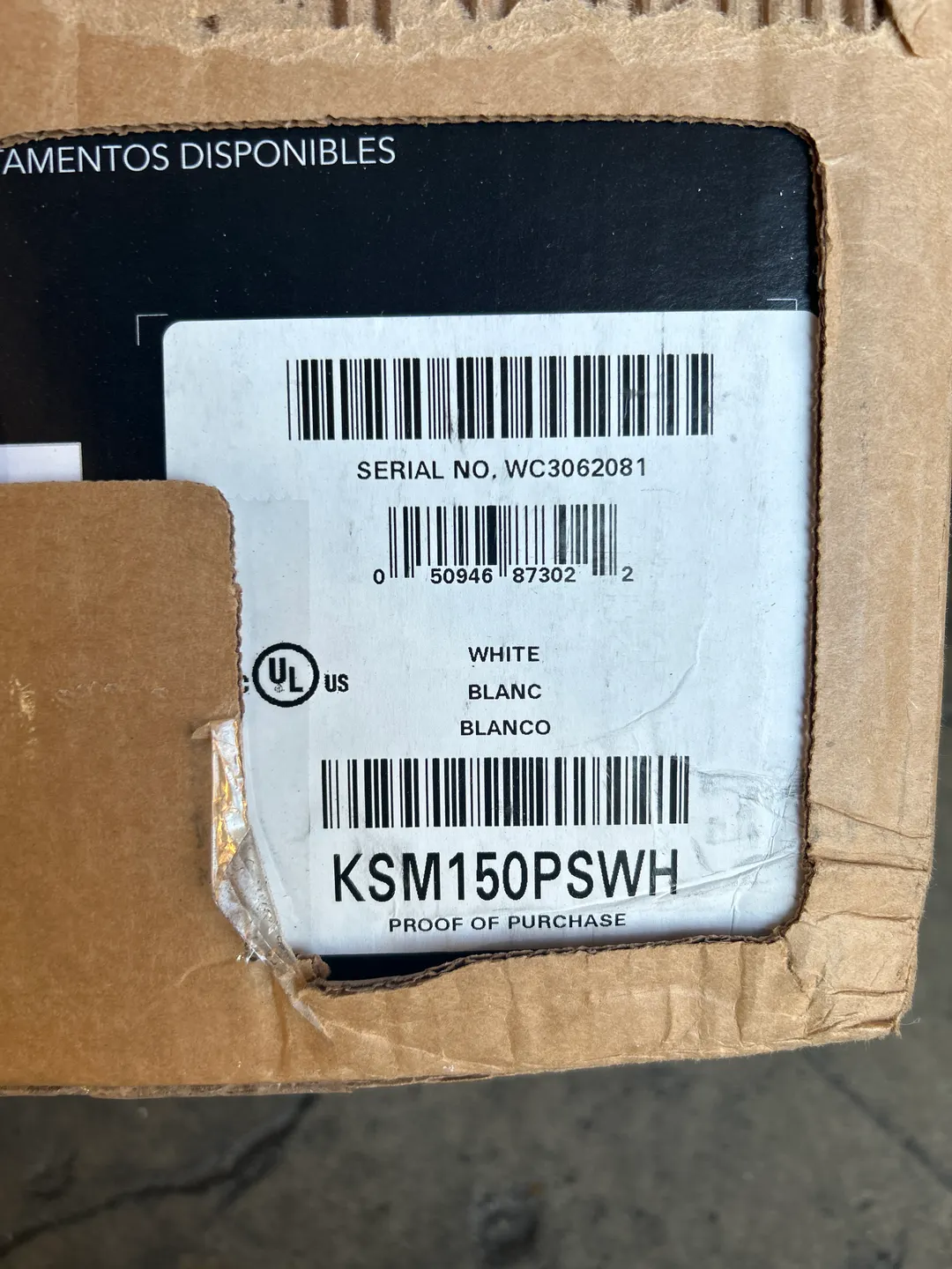 KitchenAid KSM150PSWH Planetary Mixer - Open box