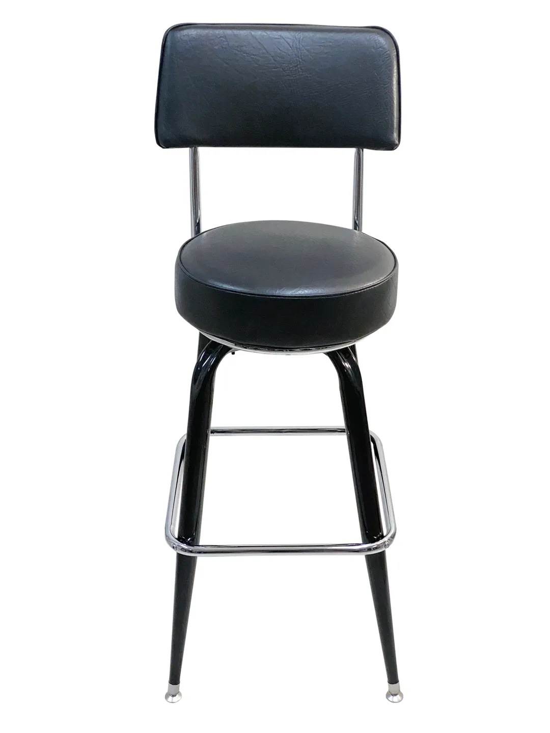AAA Furniture Wholesale 104-31/BACK Bar Stool – Upholstered Seat/Back, Metal Frame, Black, Chrome Footring, Vinyl