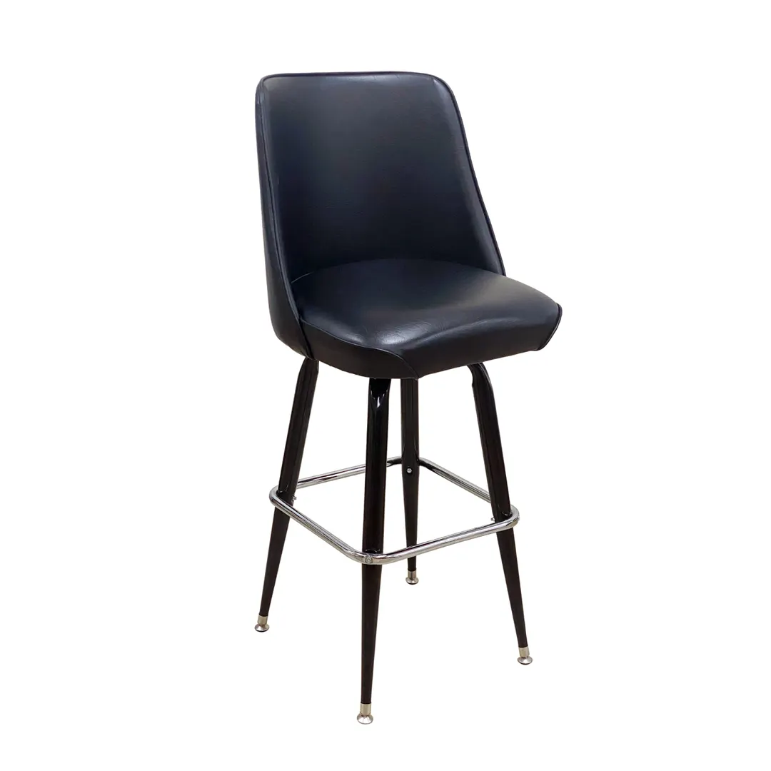 AAA Furniture Wholesale 104-31/BUCKET Bar Stool – 31" Seat Height, Bucket Seat, Black Vinyl, Frame, Footring