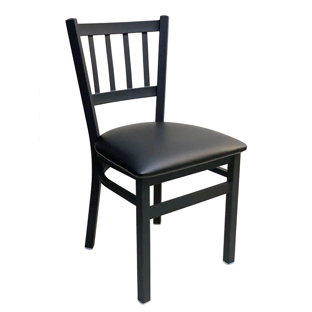 AAA Furniture Wholesale 309 BVS-BLK Indoor Side Chair with Slat Back and Upholstered Seat, Black