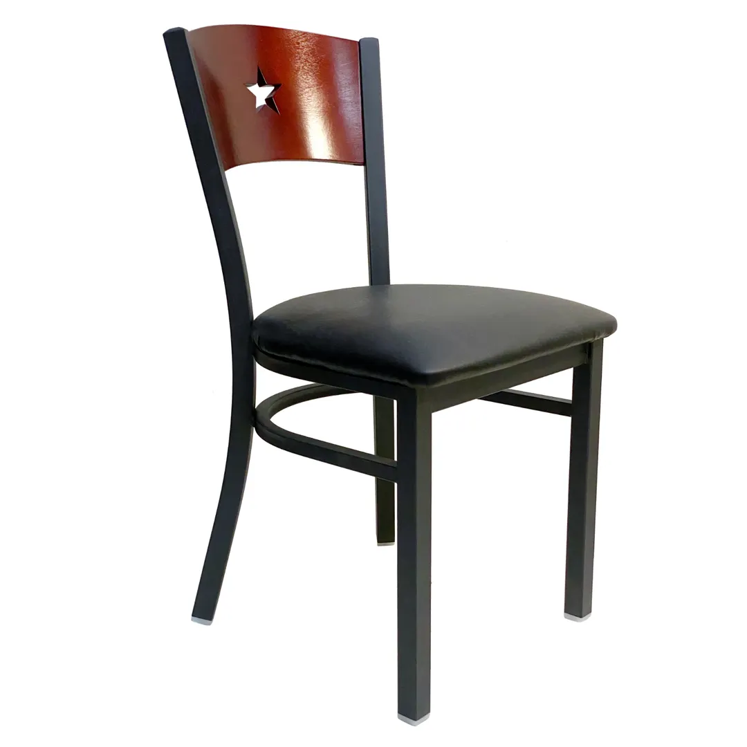 AAA Furniture Wholesale 315/STAR BVS Indoor Side Chair with Wood Back and Upholstered Seat, Black