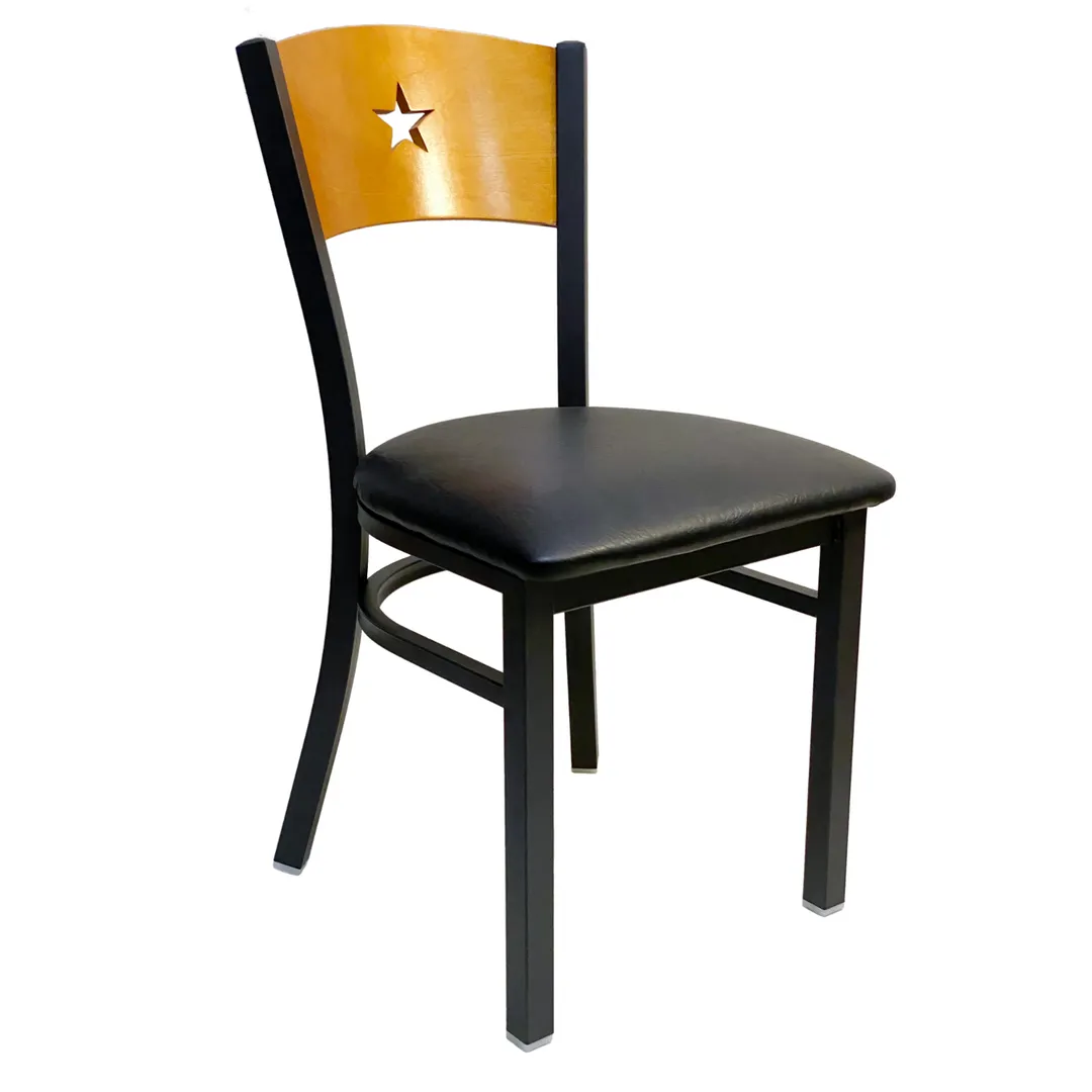 AAA Furniture Wholesale 315/STAR GR4 Indoor Side Chair with Wood Back and Upholstered Seat, Black