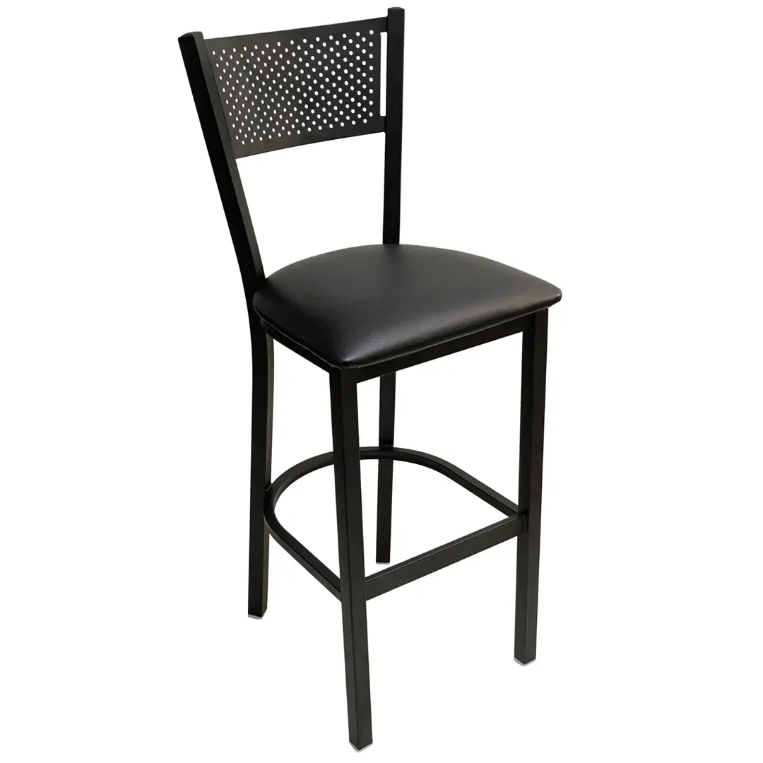AAA Furniture Wholesale 317BS BVS-BLK Bar Stool – Mesh Back, Upholstered Seat, Black Vinyl Metal Frame