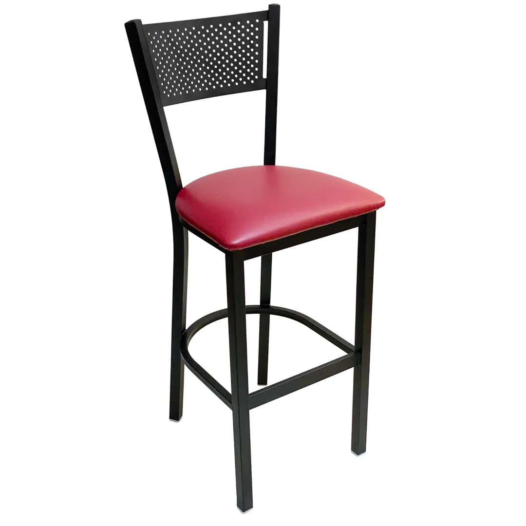 AAA Furniture Wholesale 317BS GR4-BLK Bar Stool Mesh Back, Upholstered Seat, Black Metal Frame, Footrest, COM4