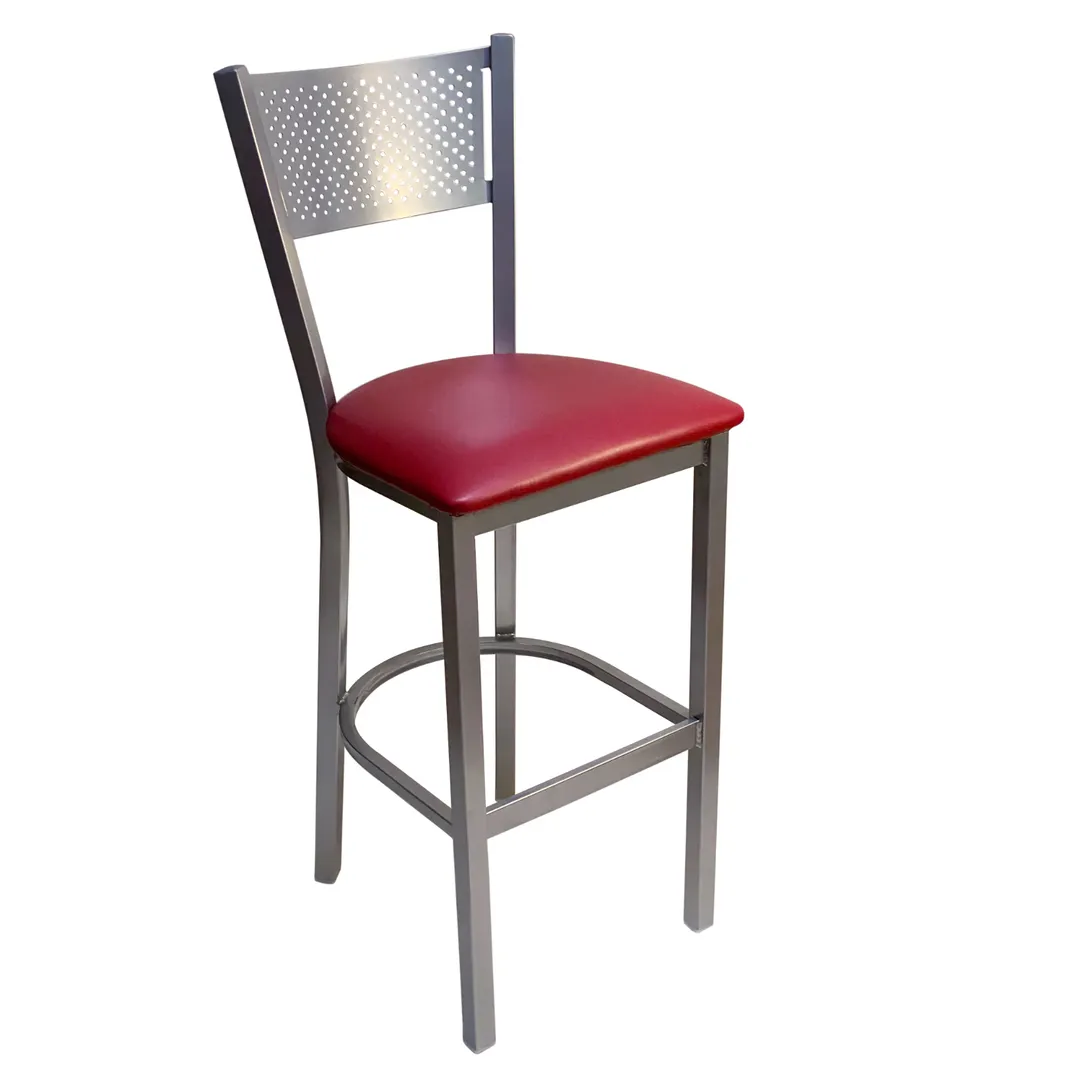 AAA Furniture Wholesale 317BS GR4-SLV Bar Stool – Mesh Back, Upholstered Seat, Silver Metal Frame, COM Grade 4