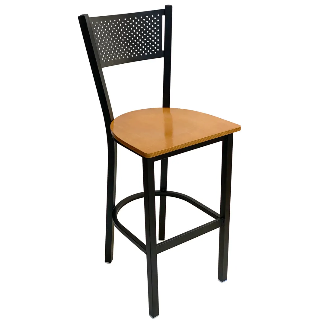 AAA Furniture Wholesale 317BS WS-BLK Bar Stool – Mesh Back, Wood Saddle Seat, Metal Frame, Footrest