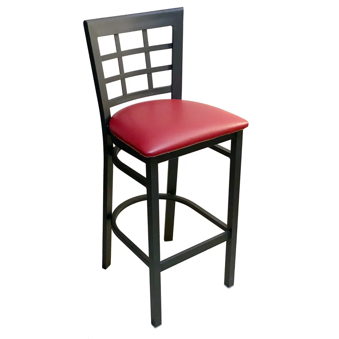 AAA Furniture Wholesale 328BS GR4 Bar Stool – Upholstered Seat, Metal Grid Back, Matte Black, COM/Grade 4