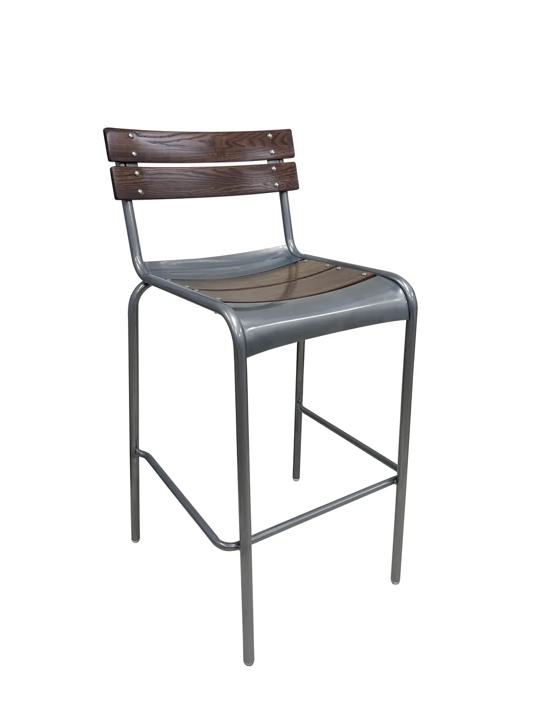 AAA Furniture Wholesale 329BS - Side Barstool, Galvanized Metal & Wood Back, Armless, Indoor, Quick Ship
