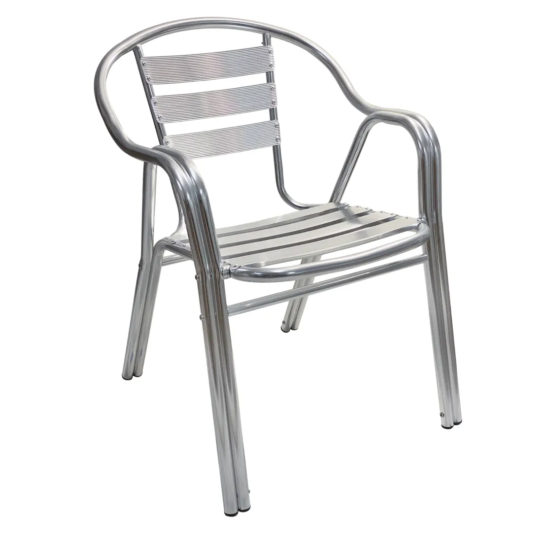 AAA Furniture Wholesale AL-C/AL Aluminum Outdoor Arm Chair with Ladder Back & Seat, Aluminum Frame