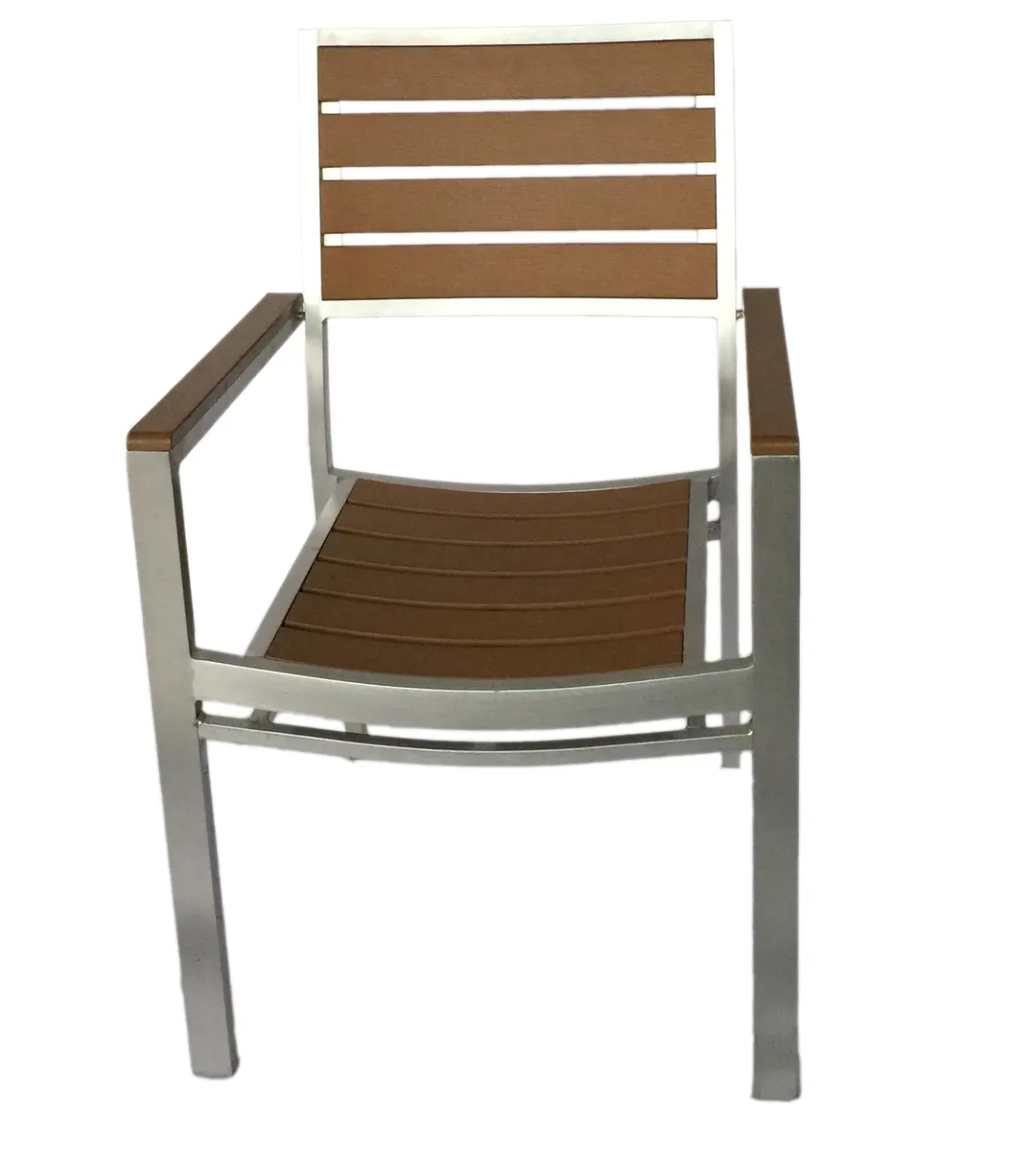 AAA Furniture Wholesale FB-08ARM CHAIR Aluminum Frame Outdoor Arm Chair with Synthetic Teak Back & Seat