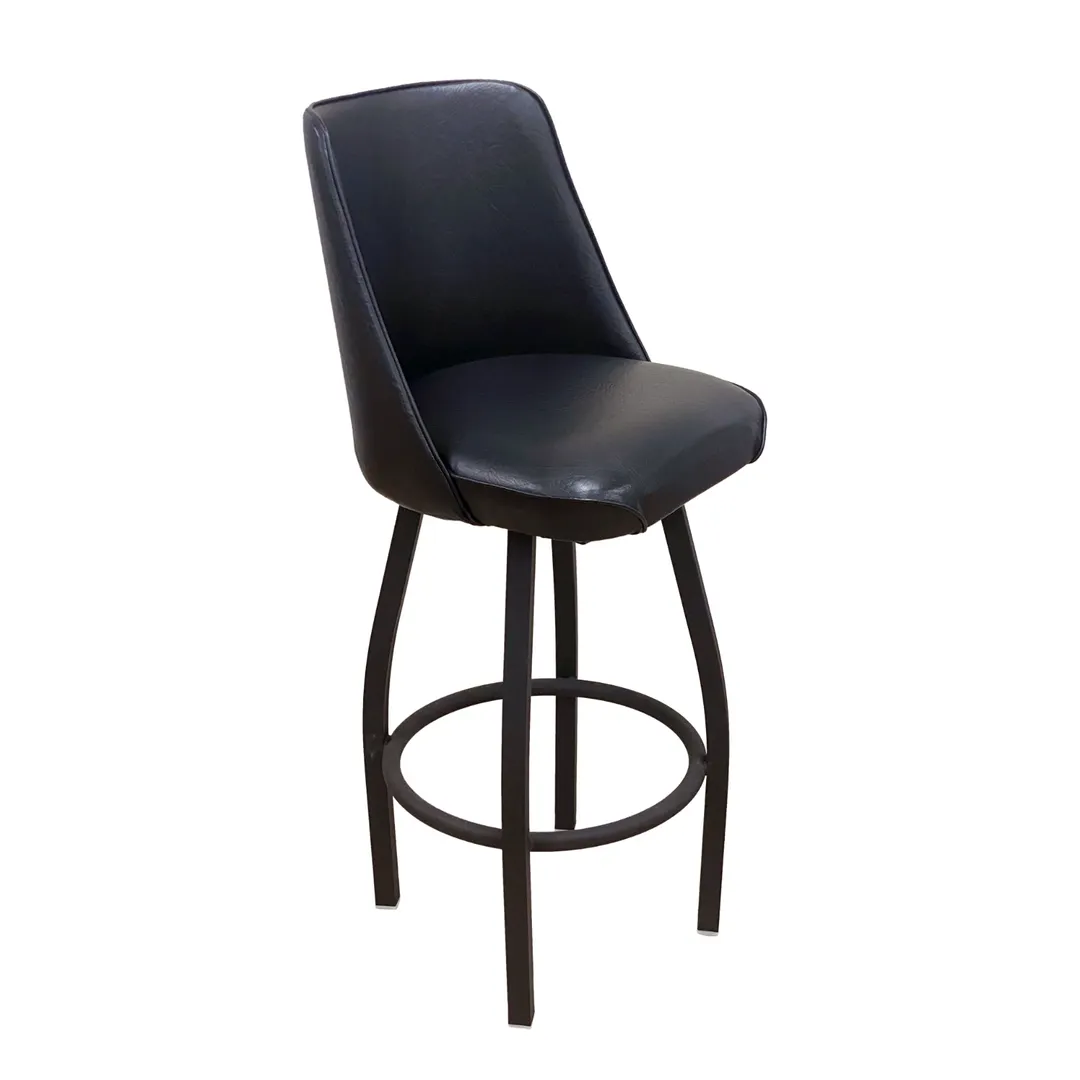 AAA Furniture Wholesale SRB-316/BUCKET Bar Stool – Black Vinyl Bucket Seat, Glossy Black Metal Frame, Armless