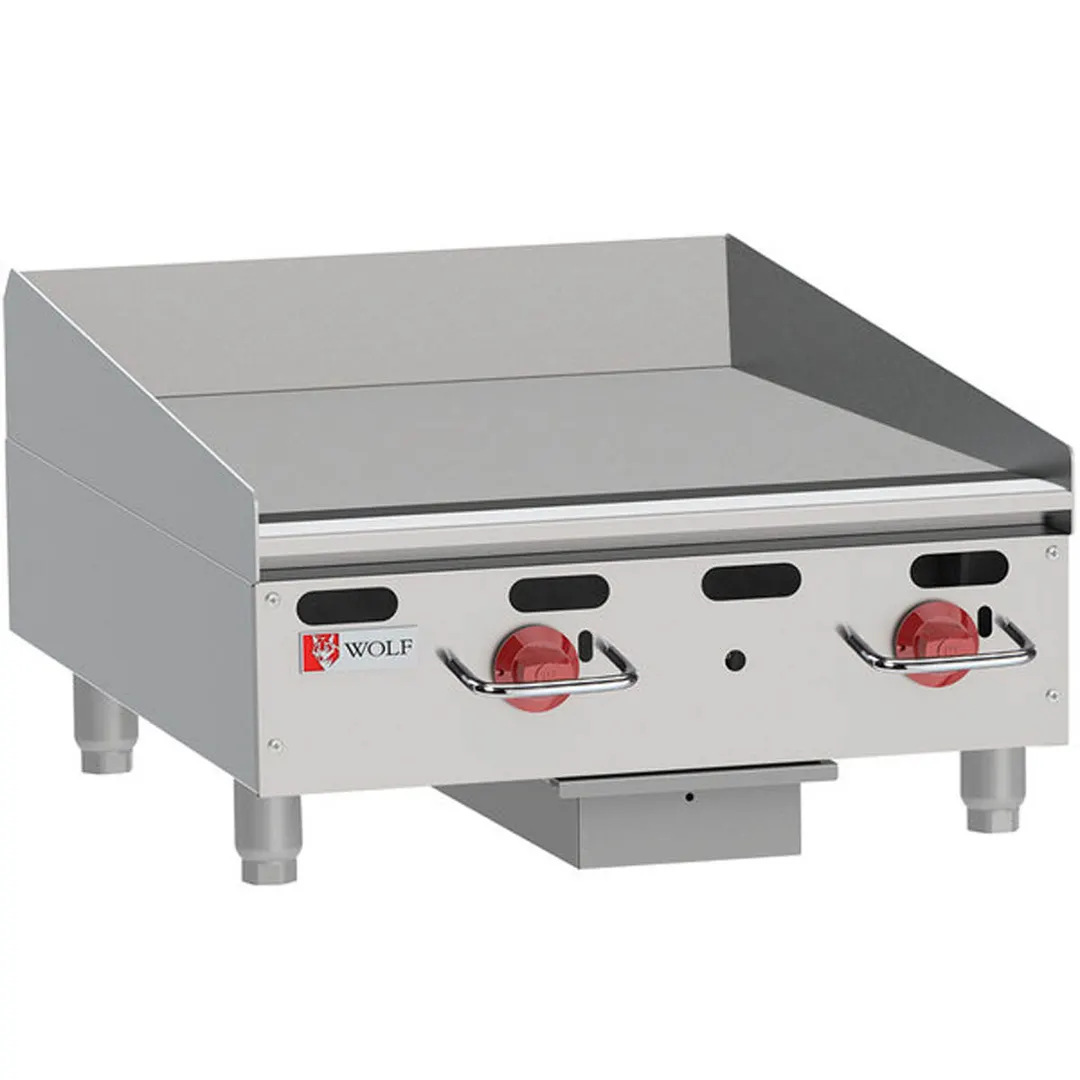 Wolf AGM24 24" Countertop Manual Gas Griddle, 1" Steel Plate, 54.000 BTU