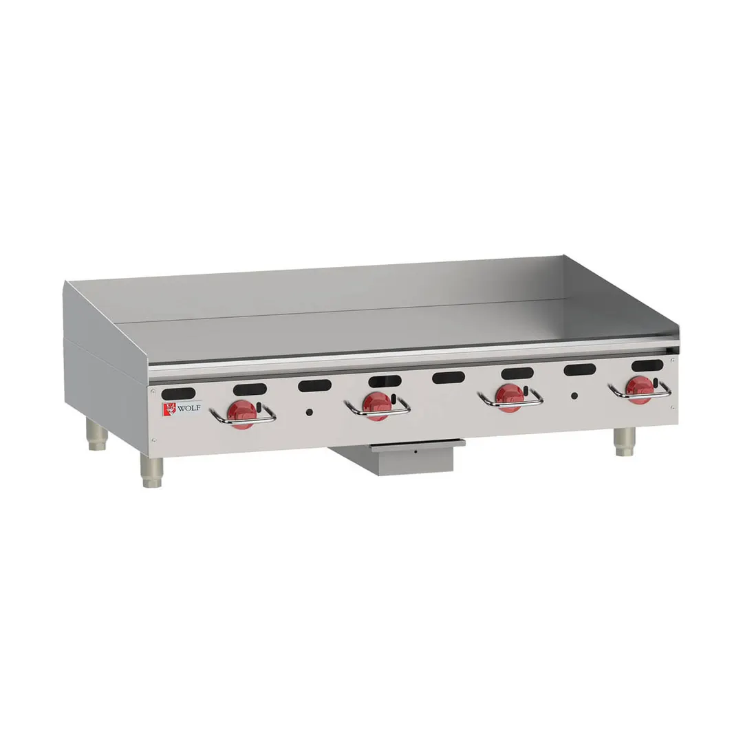 Wolf AGM48 48" Countertop Manual Gas Griddle, 1" Steel Plate, 108.000 BTU