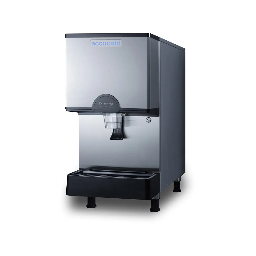 Accucold AIWD282 17" Countertop Nugget 282 lb Ice & Water Dispenser, Air Cooled, 11 lb Bin