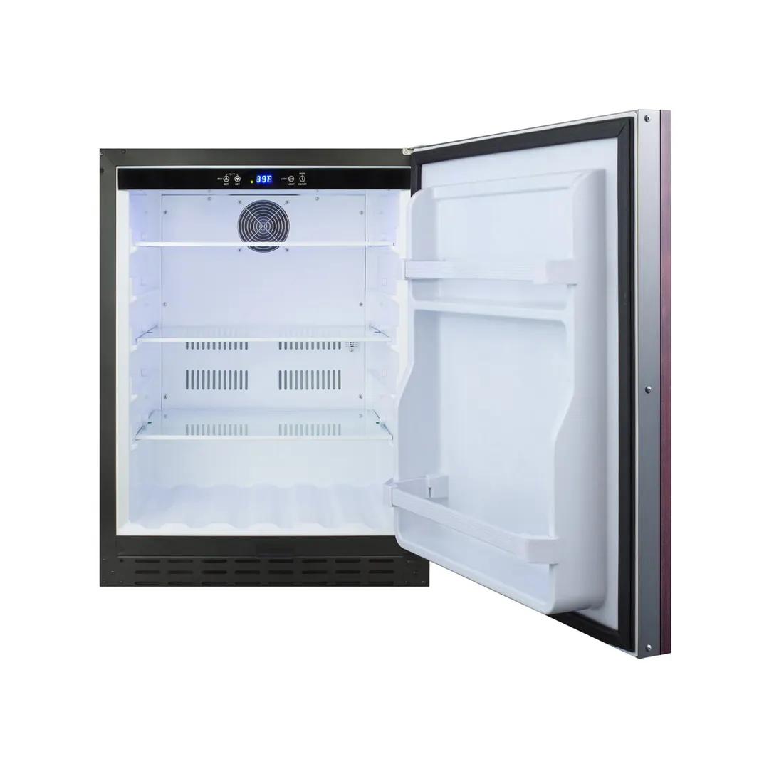 Summit AL55IF 24" Built-in or Freestanding Undercounter Refrigerator in Black, Panel Ready Door, 4.2 cu.ft