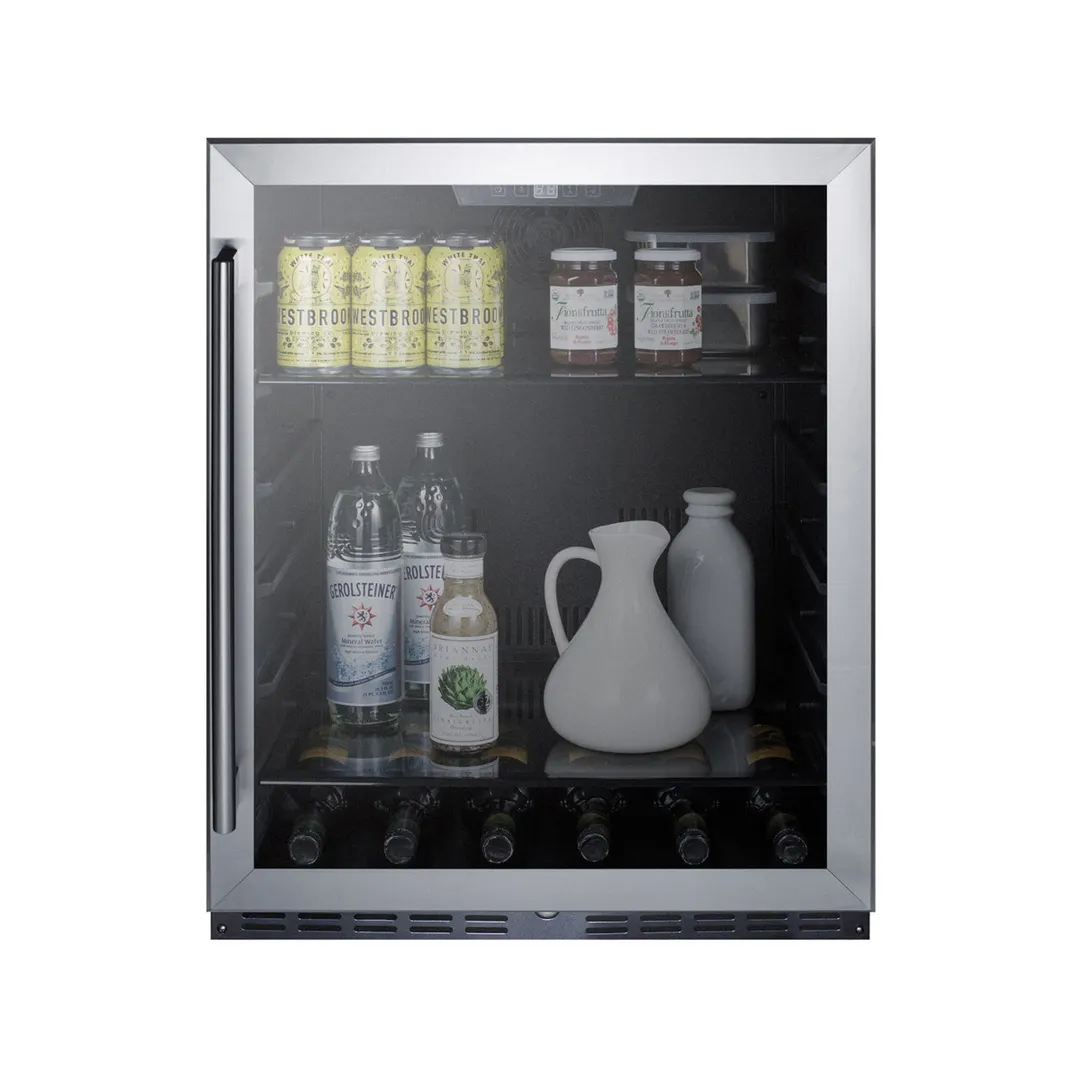 Summit AL57G 24" Built-in Undercounter Glass Door Refrigerator in Black, ADA compliant, 5 cu. ft.
