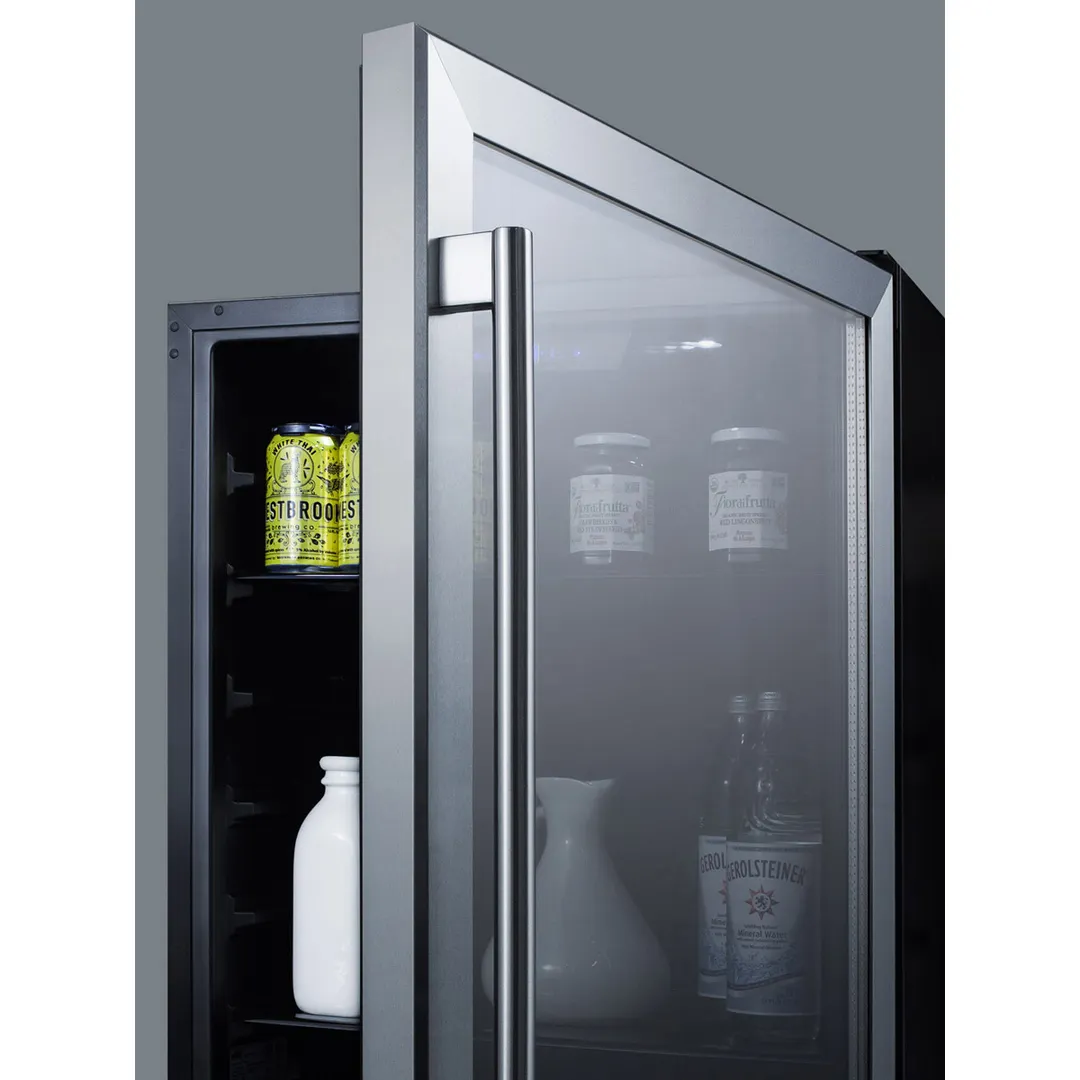 Summit AL57G 24" Built-in Undercounter Glass Door Refrigerator in Black, ADA compliant, 5 cu. ft.