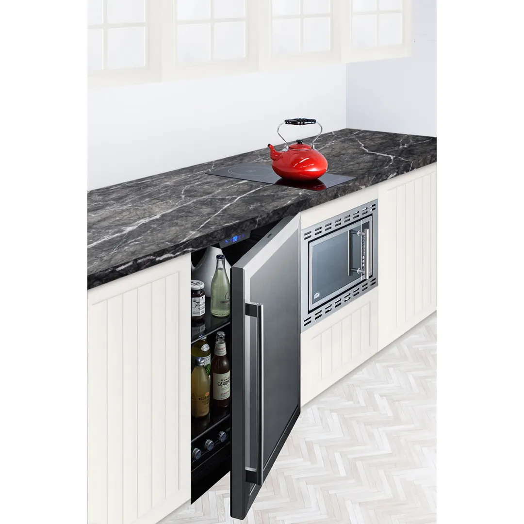 Summit AL57G 24" Built-in Undercounter Glass Door Refrigerator in Black, ADA compliant, 5 cu. ft.
