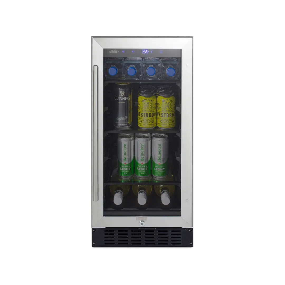 Summit ALBV15 Undercounter Beverage Center with Glass Door, in Black, 2.3 cu.ft