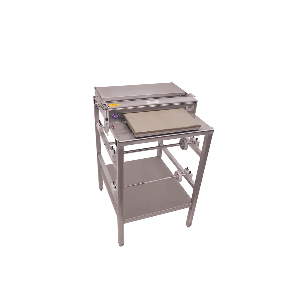 Alfa International 107A Heat Seal Wrapper, Floor Model with Splash Shield, 3-Roll Capacity, 8"x15" Hot Plate, Stainless Steel & Aluminum, 725W, 115V