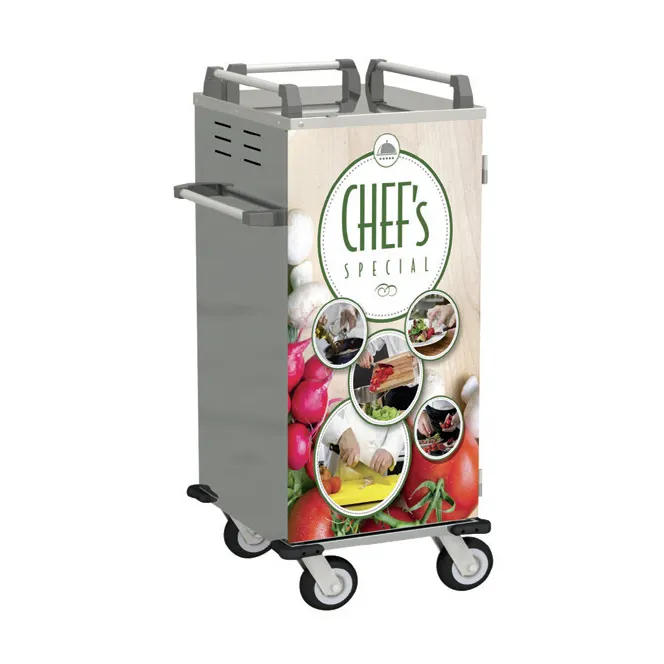 Alluserv ATC14 Stainless Steel Room Service Tray Cart w/ 2 Compartments and 14 Tray Capacity
