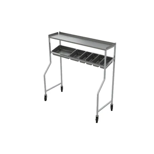 Alluserv SS72SS Stainless Steel Straddle Patient Tray Starter Station - 72″L x 24″D x 61.25″H