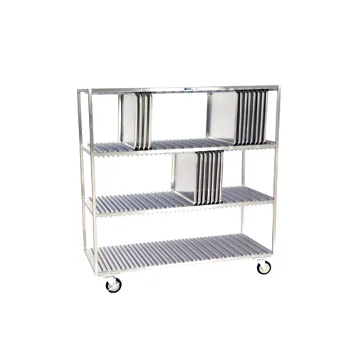 Alluserv TDR Mobile Tray Drying Rack with 120 Capacity and 3 Tiers, 40 Slots Per Shelf, Aluminum