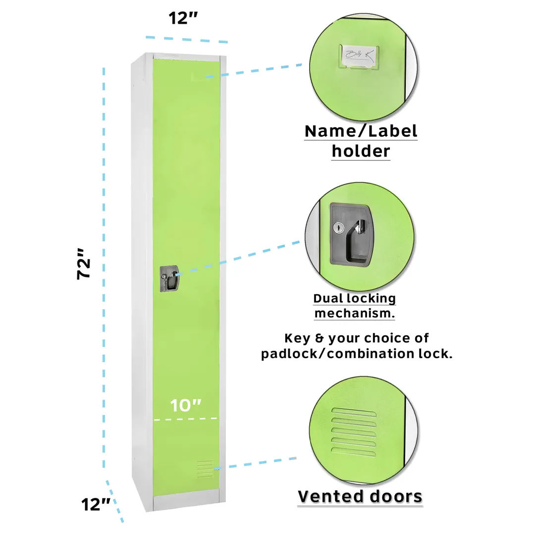 Alpine Industries ADI629-201-GRN Green Large Storage Locker 1 Door 2 Shelves and 2 Hooks