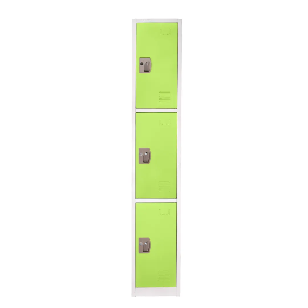 Alpine Industries ADI629-203-GRN Green Steel Storage Locker with 3 Doors, 3 Hooks - 72" H x 12"