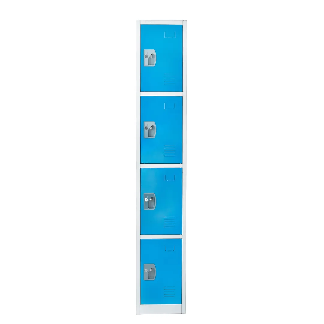 Alpine Industries ADI629-204-BLU Blue Steel Storage Locker w/ 4 Doors, 4 Hooks - 72" H x 12" 